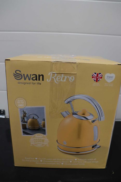 Електрическа кана Swan Retro 1.8л, винтидж, неръждаем, без BPA, 3000W