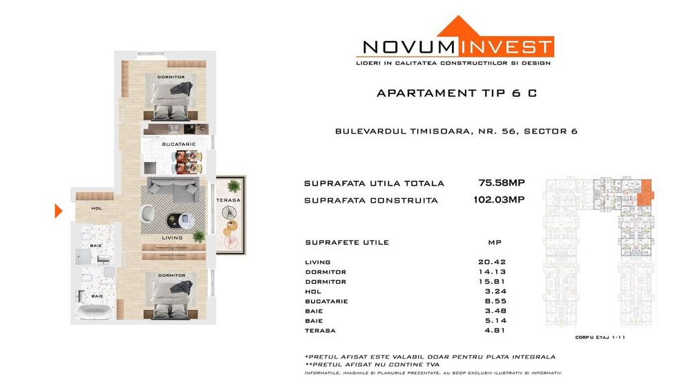 Apartament 3 camere, Metrou Gorjului Comision 0%