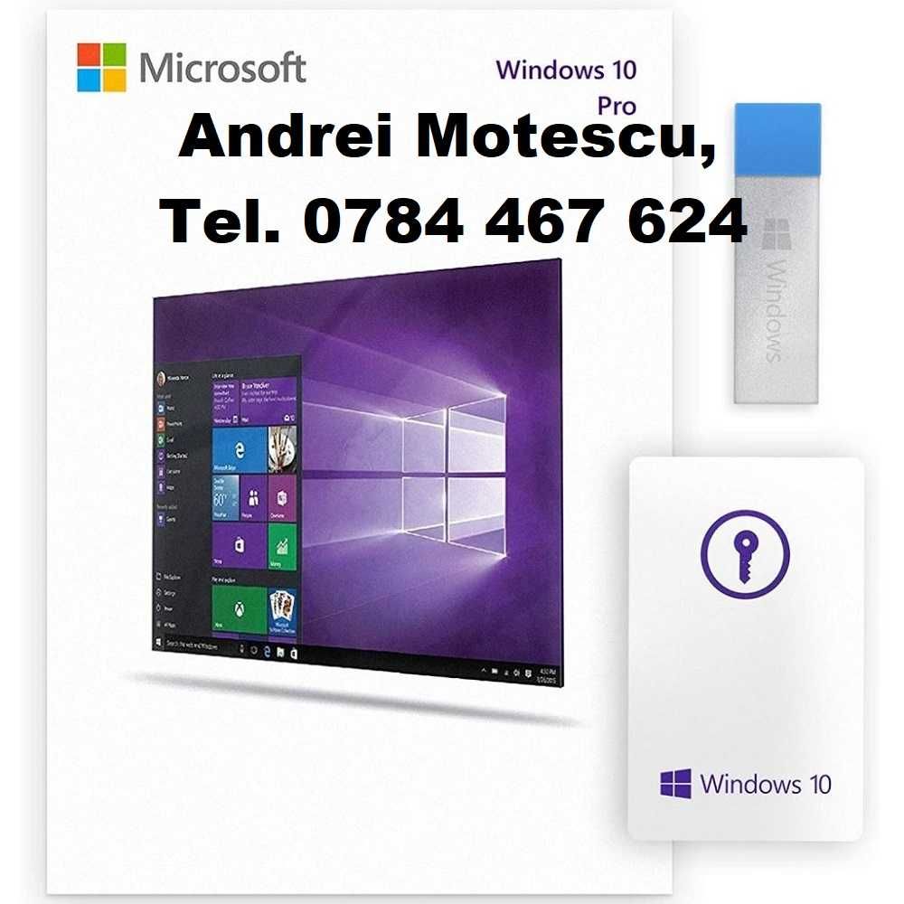 Windows 10 Pro pe Stick USB bootabil, nou nouț. Licență retail.