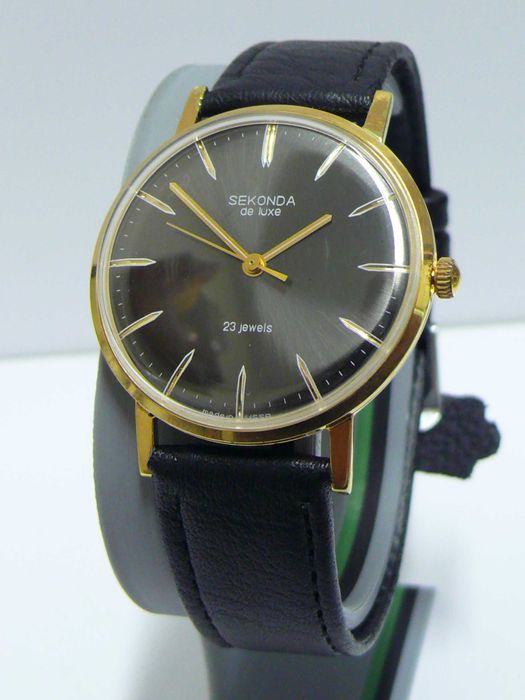 Съветски Sekonda/Poljot DeLuxe Позлатен Мъжки ръчен часовник, работещ