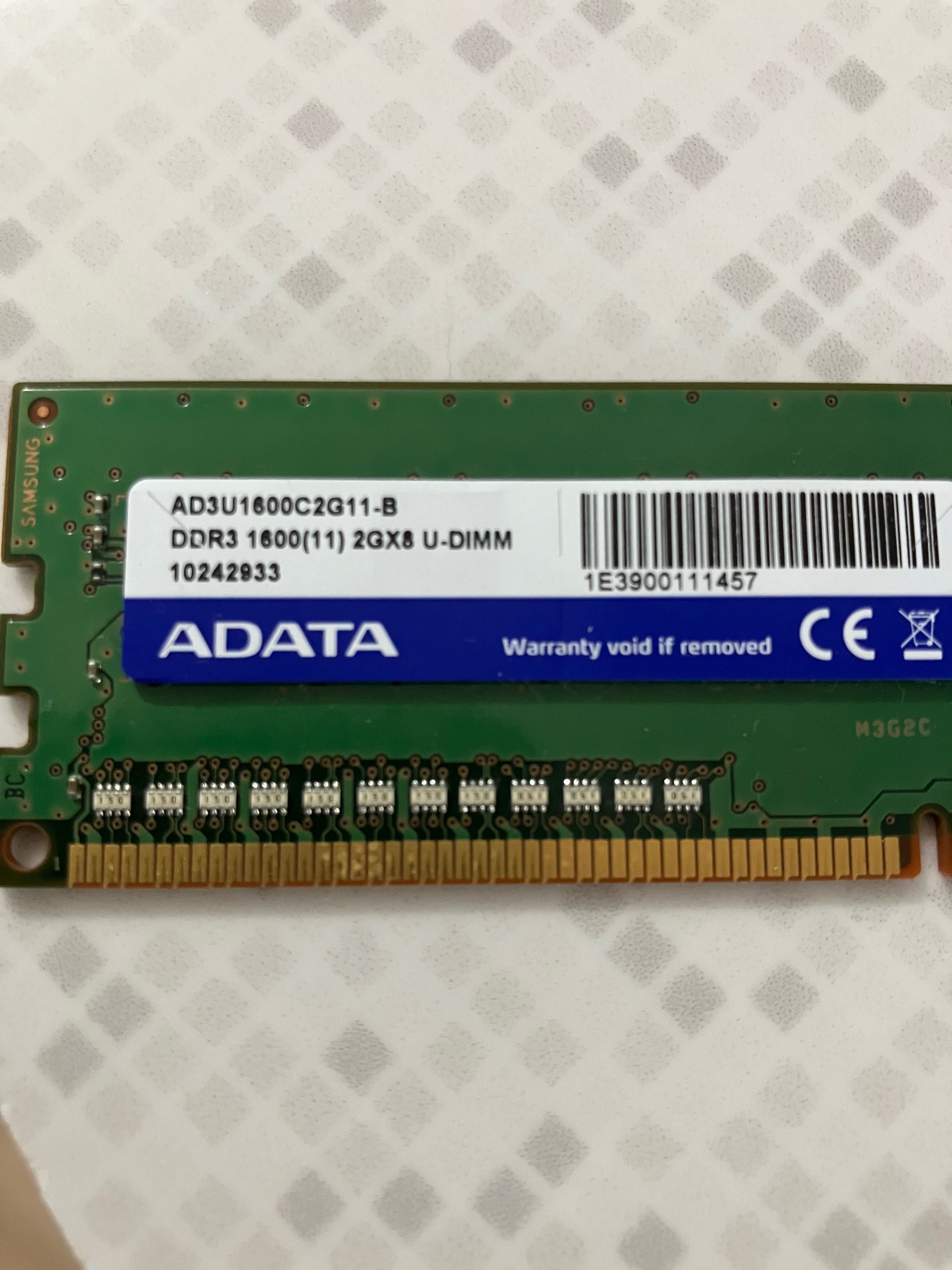 Vând 2 DDR3 ADATA 2GB DDR3 1600MHz AD3U1600C2G11-B