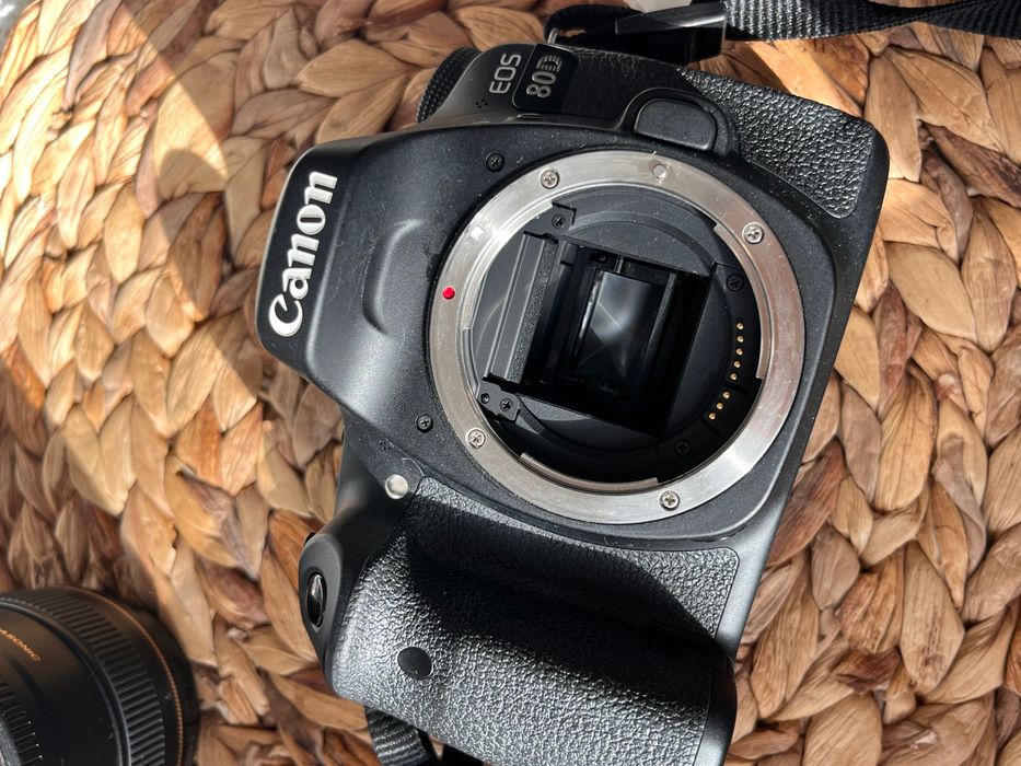 Canon EOS 80D + obiective 75–300mm & 85mm + Godox Blitz — stare bună