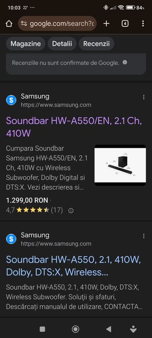 Sondbar Samsung HW-A-550-EN sau schimb