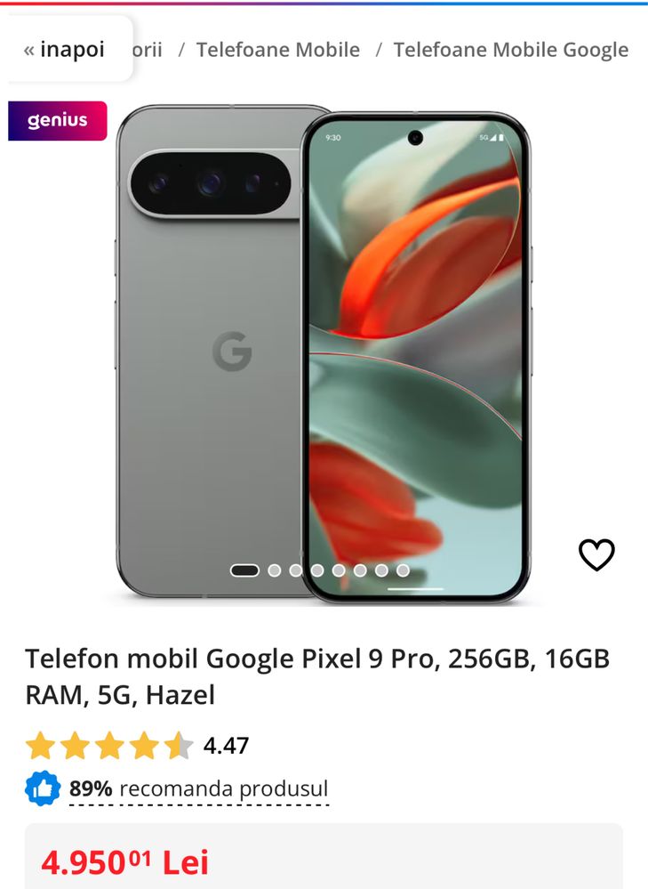 Google pixel 9 pro, 256gb, 16gb Ram SIGILAT
