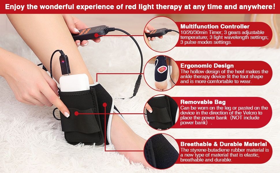 Терапевтично устройство за глезен с червена и инфрачервена светлина