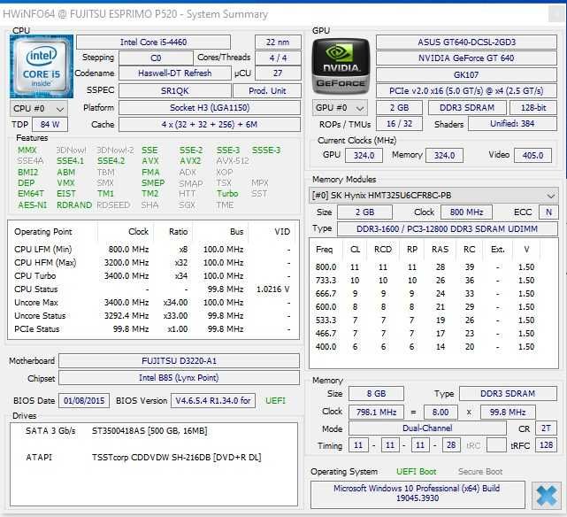 Calculator Unitate PC Gaming Fujitsu I5 4460 3,7Ghz Ram 8Gb GT 640 2Gb