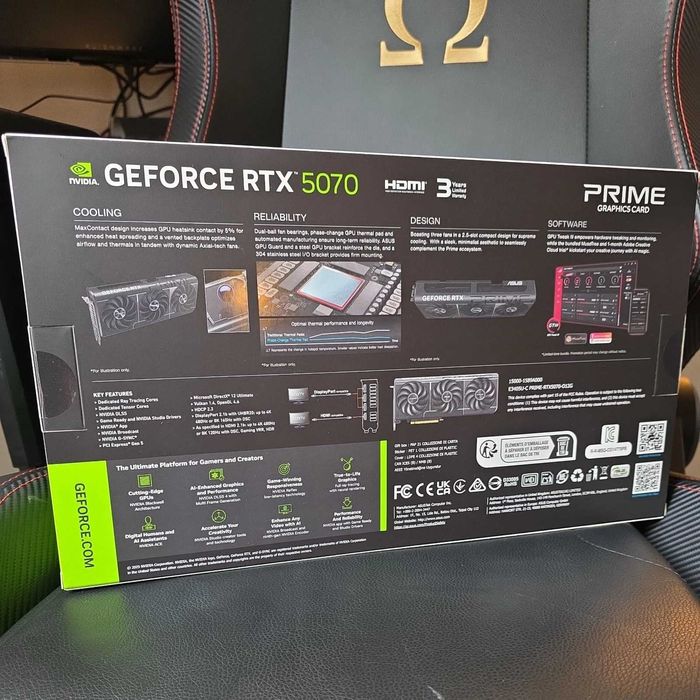 НОВА ! Видеокарта Asus Prime, OC RTX 5070, 12GB GDDR7, 192-bit