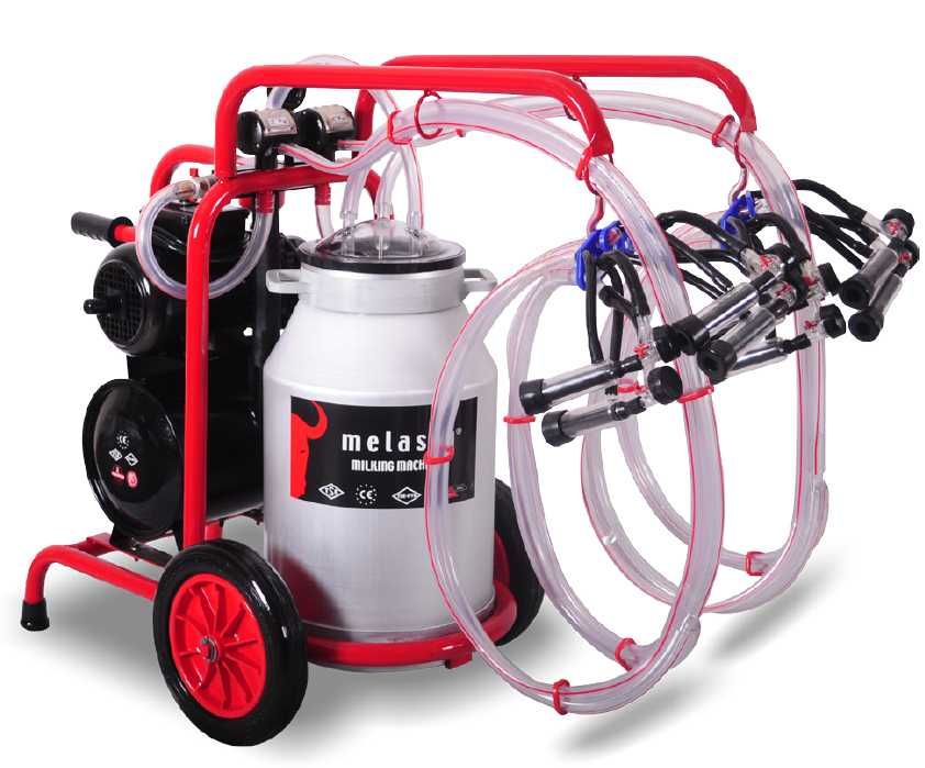 Aparat de muls capre - oi, cu 4 posturi si 1 bidon aluminiu - inox