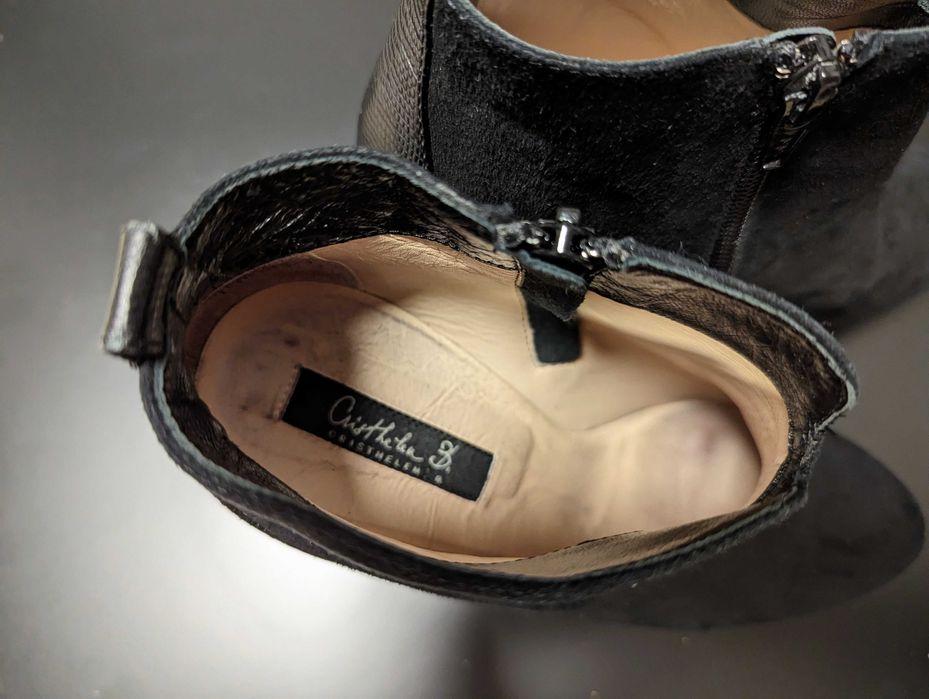 Botine Musette negre piele intoarsa tocuri marimea 38