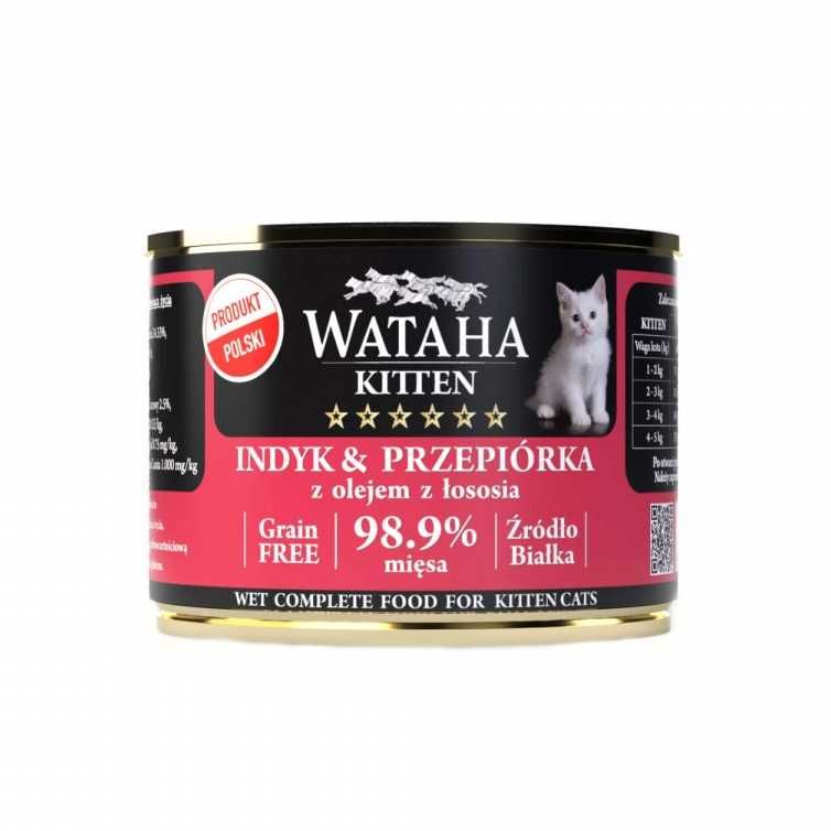 Conserva Wataha HUNT Kitten, 98.9% Carne, Cu Prepelita Si Curcan, 200g