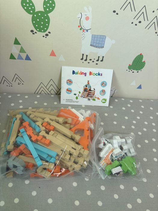 Монтесори дървено Лего 120 части