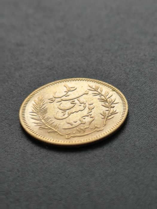 10 франка 1891 год, Тунис,Али бей, злато 3.23 гр,900/1000 (21.6 карата