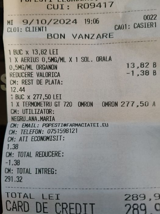 Termometru fara contact OMRON 720