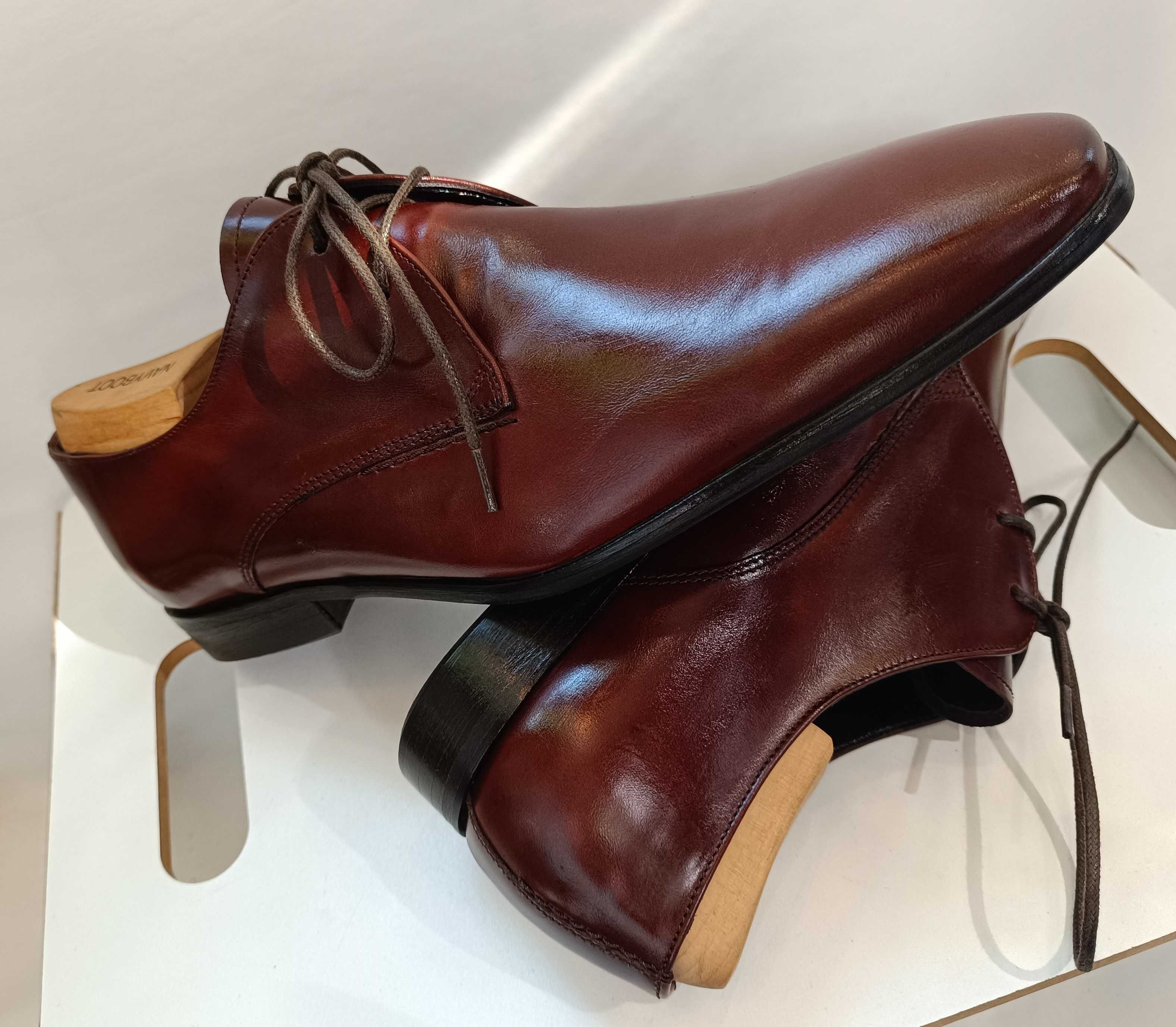 Pantofi derby 44 de lux GREVE NOI lucrati manual piele naturala moale