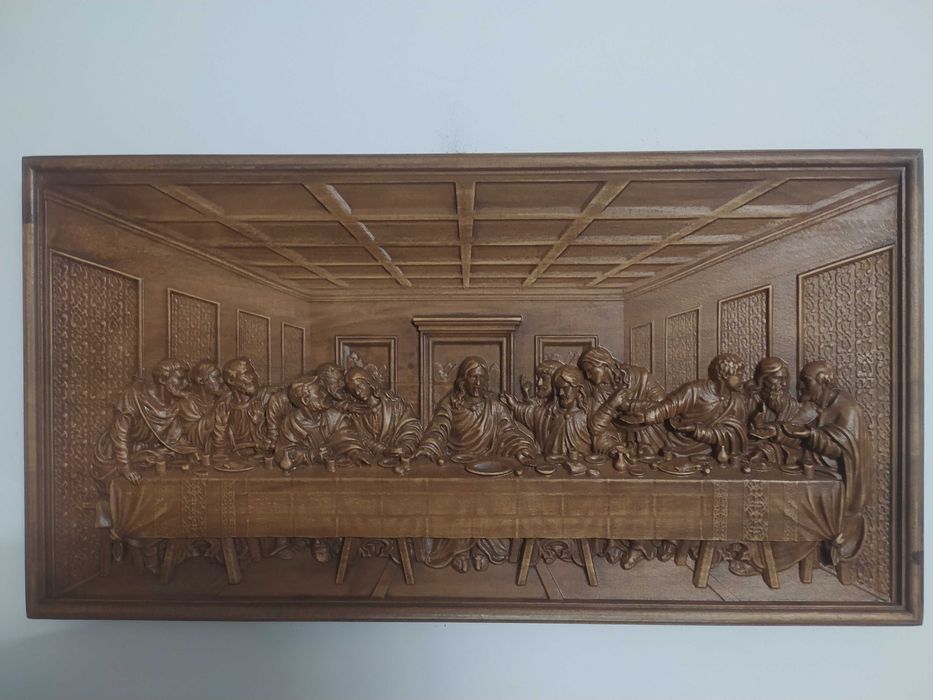 icoana sculptata in lemn última cina