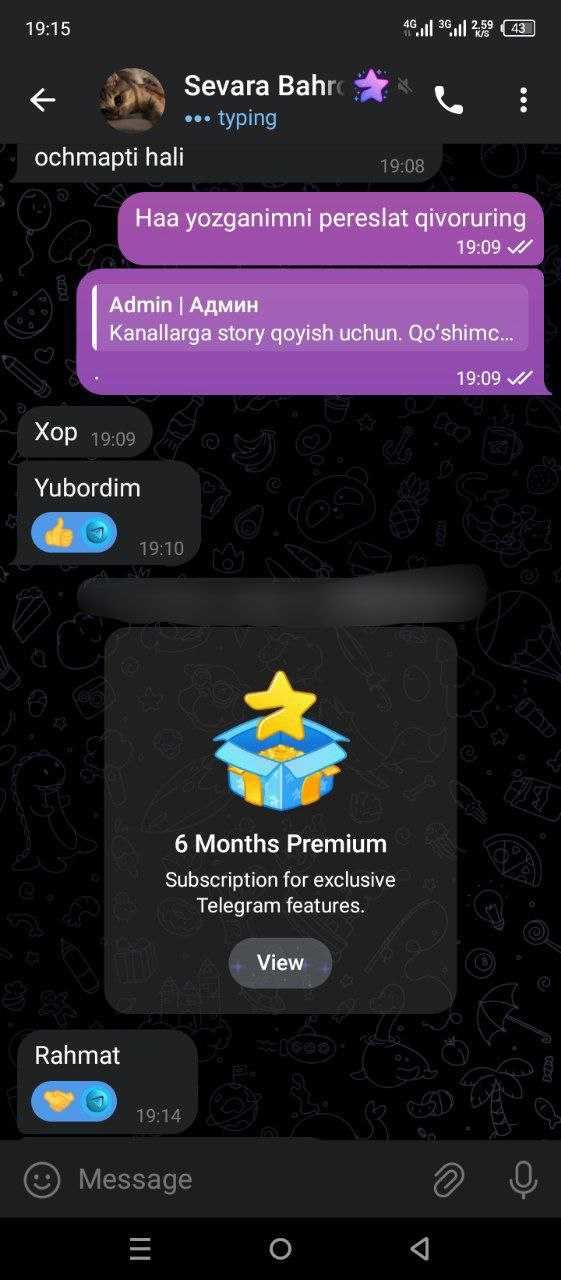 Telegram xizmatlari: Premium + Boost + Stars.