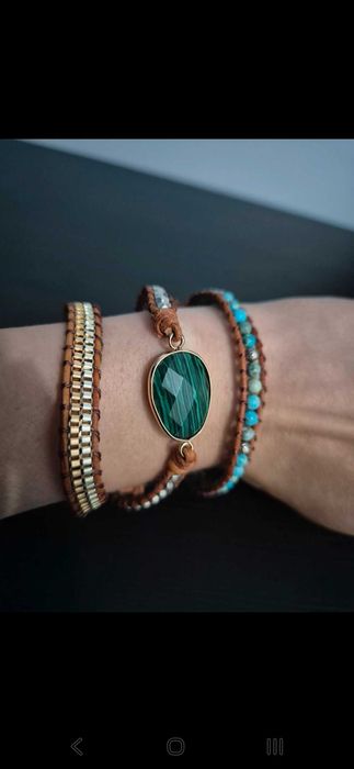 Brățară elegantă din malachit și jaspe – model "Hazel"