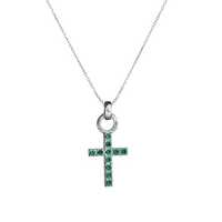 Colier cruce argint 925 cu cristale zirconiu – verde