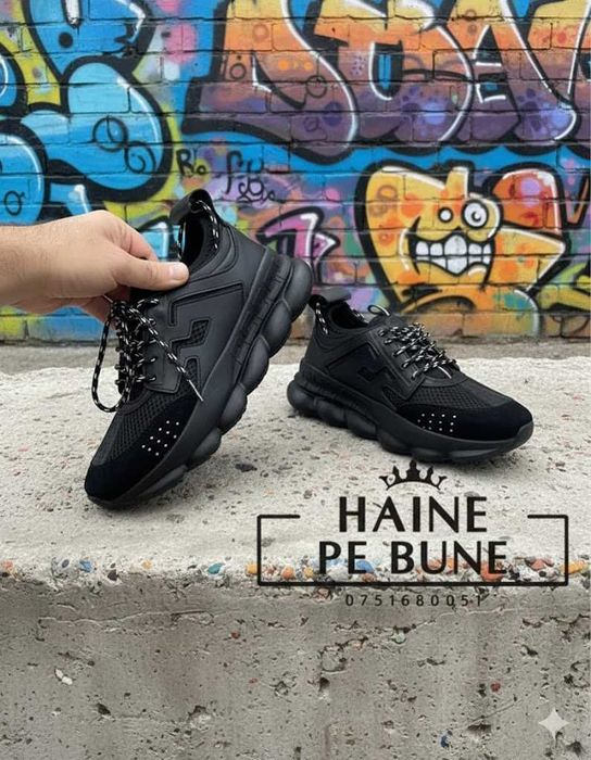 Adidasi Versace Chain Reaction Negru - Adidasi Unisex