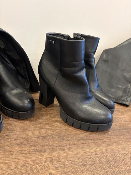 Лот черни кожени боти, ботуши и чизми 38 номер на ток