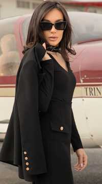 Дамско черно сако Christine Fashion Кристин Фешън блейзер палто манто