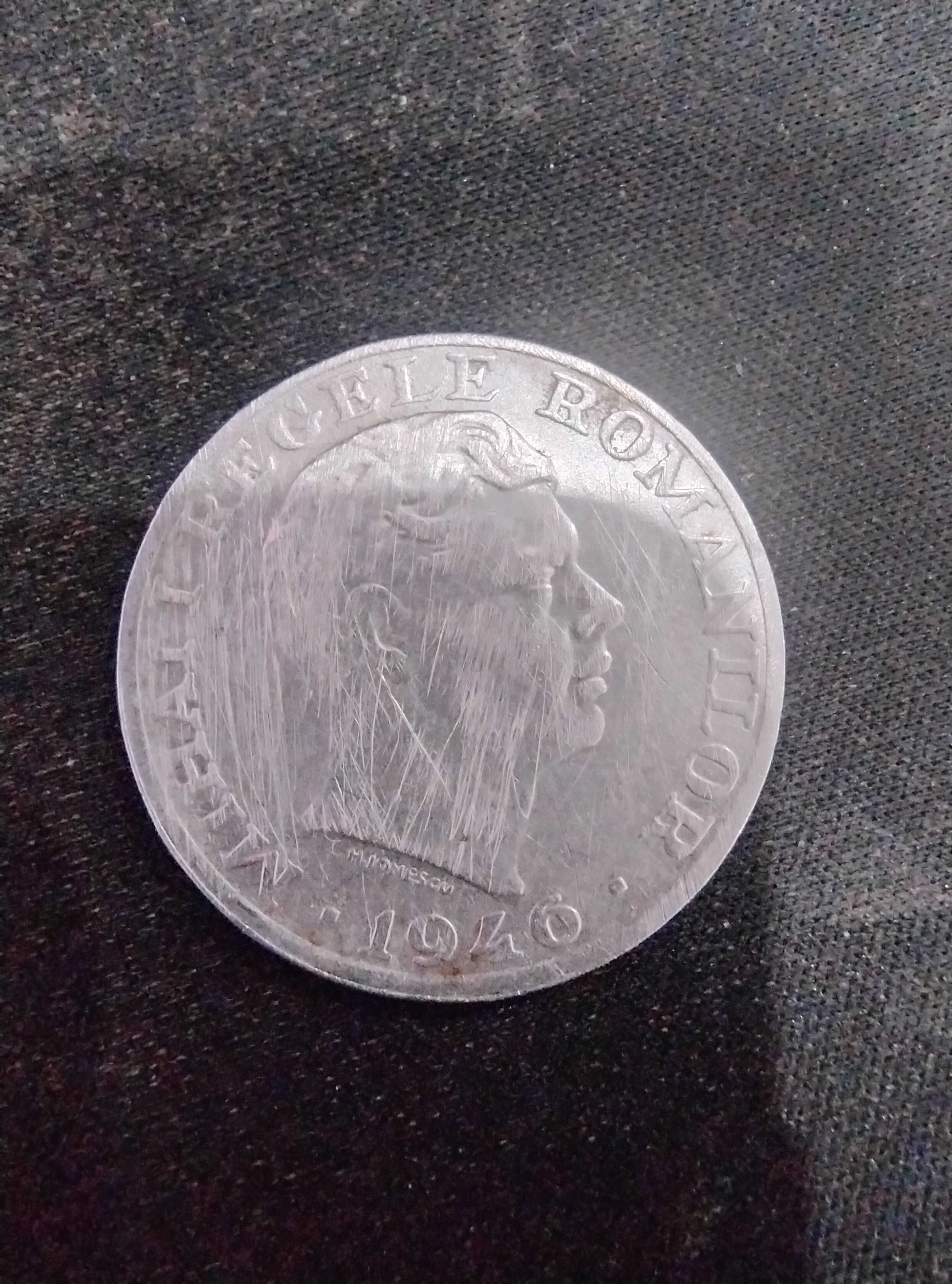 Moneda 25500 lei Regele Mihai, 1946, inscriptionata NIHIL SINE DEO