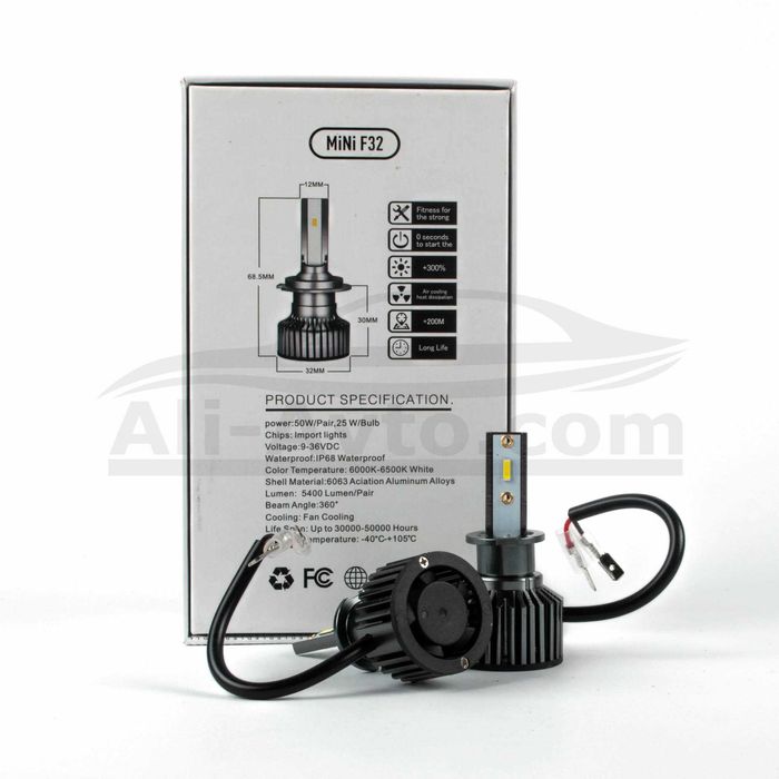 Лед крушки F32 MINI- Н3 за фарове 12V - 2 бр.