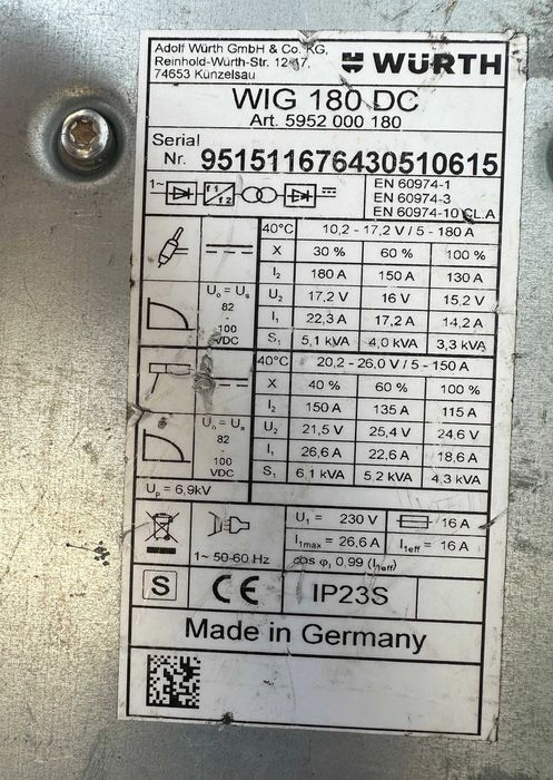 ТОП ЦЕНА! Wurth WiG 180 DC - Инверторен заваръчен електрожен