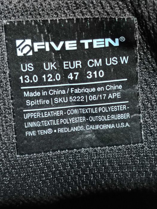 FIVE TEN Spitfire adidași mtb, ciclism, mărimea 47, interior 31 cm