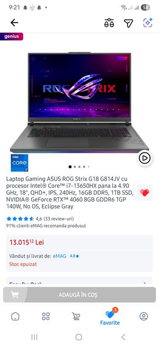 ASUS ROG Strix G18 G814JV • i7-13650HX • RTX 4060 • 18” QHD+ 240Hz