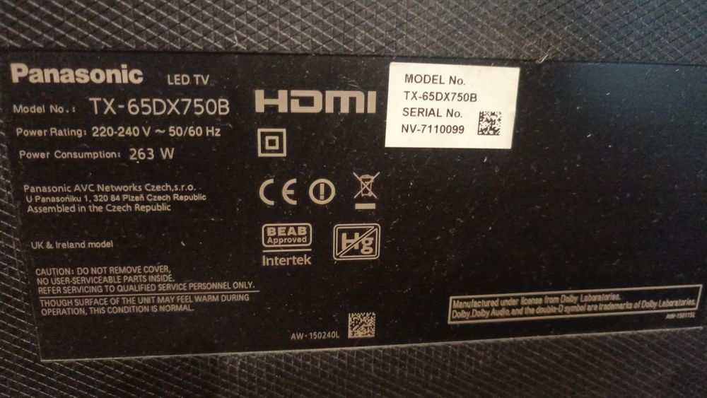 TV Panasonic diagonala 164 cm import Anglia