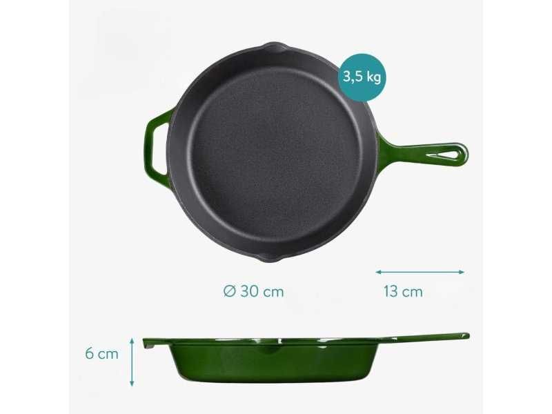 Чугунен Грил Тиган с Емайлирано Покритие Navaris, 30 см