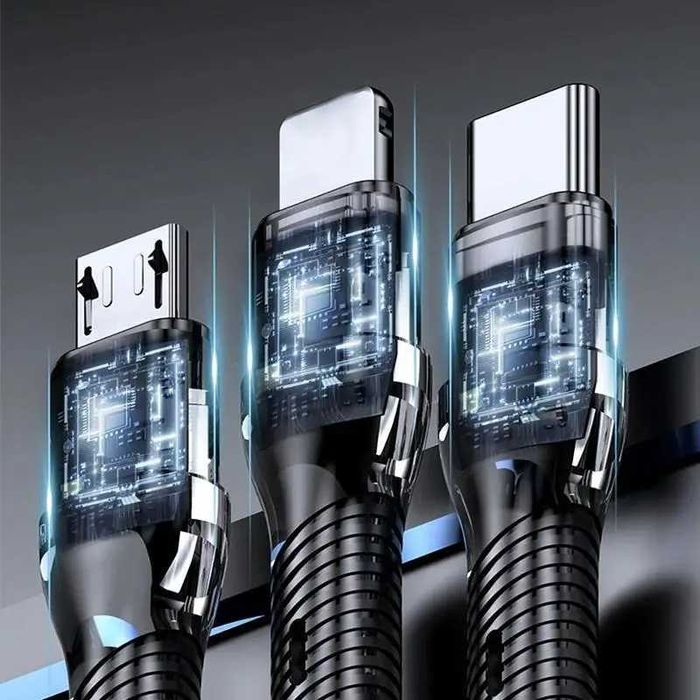 Комбиниран кабел за зареждане KADIXI 3x1 USB-Lightning Cable-USB Тип C