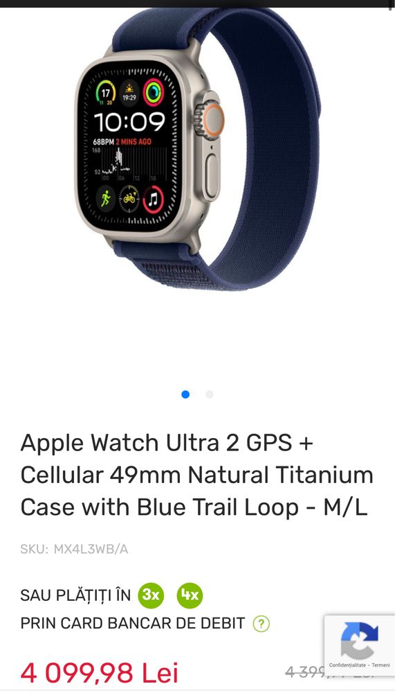Apple Watch Ultra 2, Natural case, sigilat, transport inclus