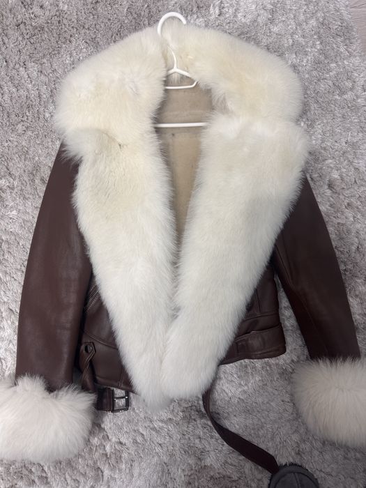 Cojoc de piele naturala si blana de vulpe