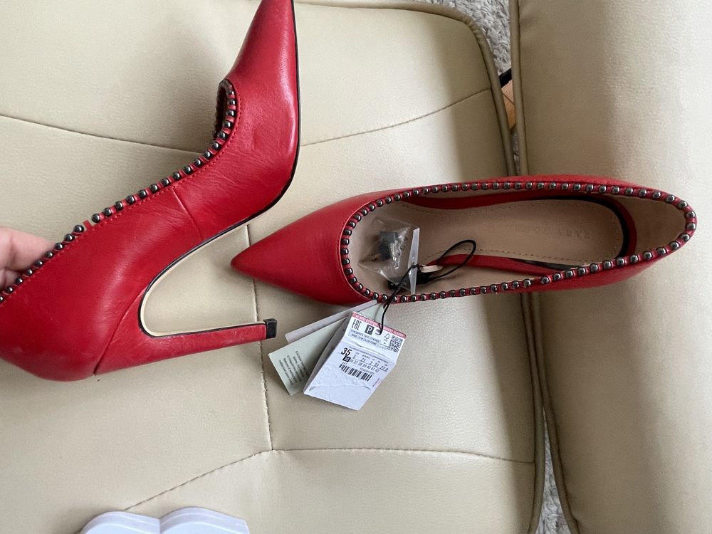 Pantofi stiletto Zara , piele , noi cu eticheta, marime 35