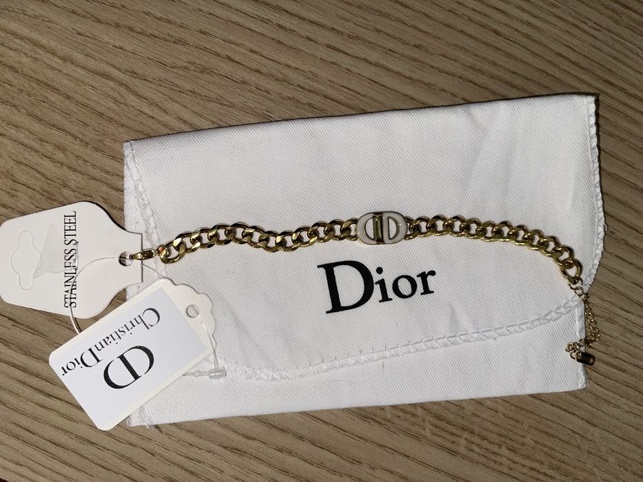 Christian Dior гривна златна черна бяла кристиан диор бижу златиста