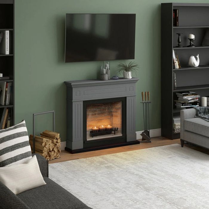 Larsen Solid Grey Semineu cu lumanari ZenFlame