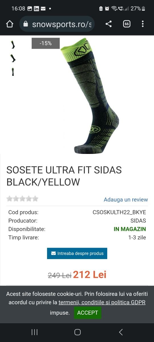 Sosete ski / schi Sidas și Thermic noi