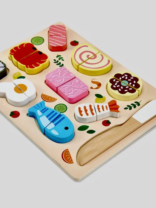 NOU - Joc educativ din lemn pentru copii - set bucatar