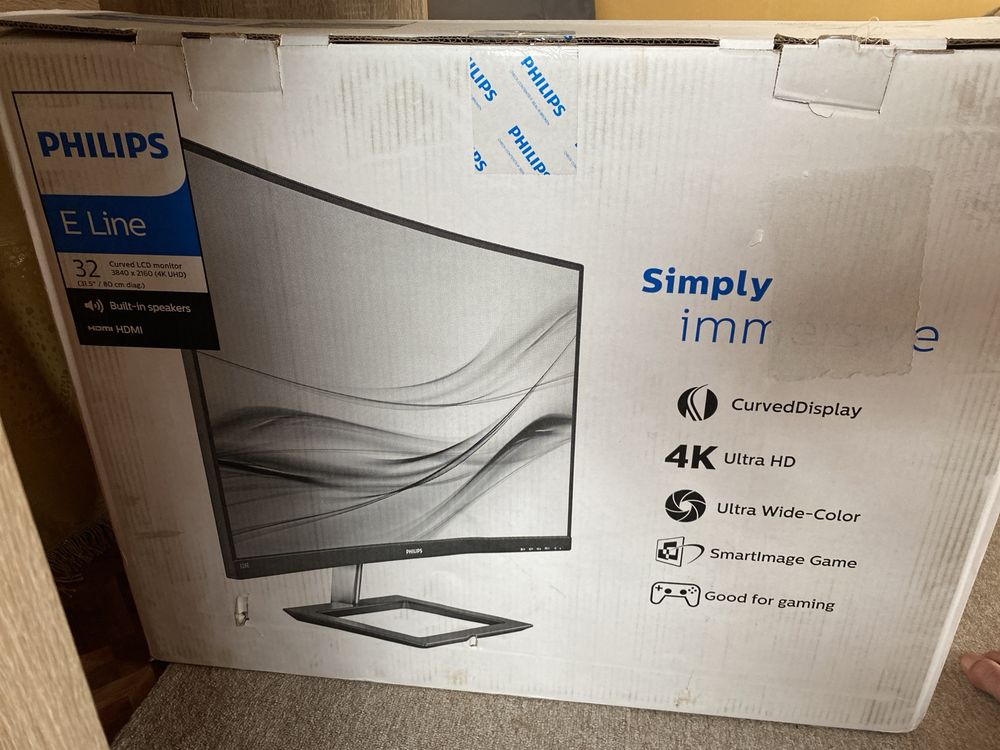 Monitor curbat LCD VA PHILIPS 328E1CA, 31.5", 4K UHD, 60Hz, negru