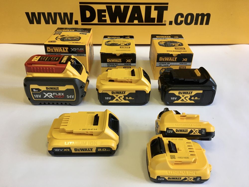 Батерии DeWALT 12V / 18V / 54V - XR / FlexVolt / PowerStack  - 2023Г