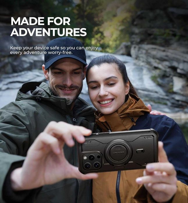 Калъф Dexnor за iPhone 15 Pro Max Съвместим с MagSafe, стойка, черен