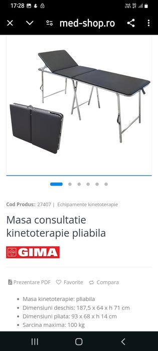Masa consultație kinetoterapie pliabila noua