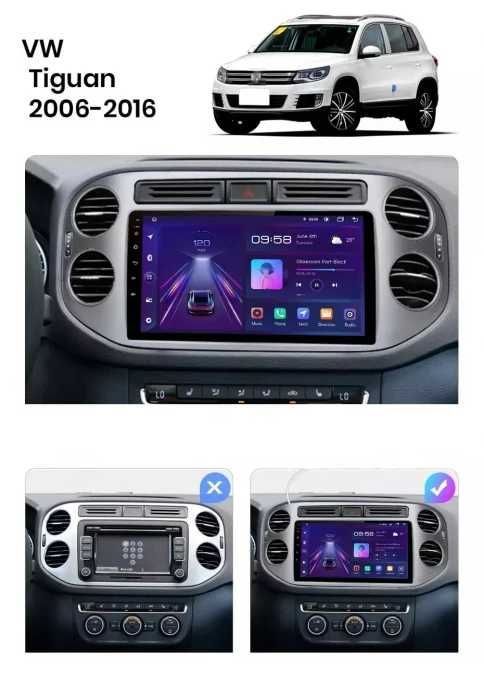 Navigatie Android dedicata VW Tiguan Carplay Android Auto + CAMERA