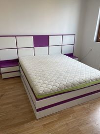 Комплект спалня с две нощни шкафчета + гардероб лилаво
