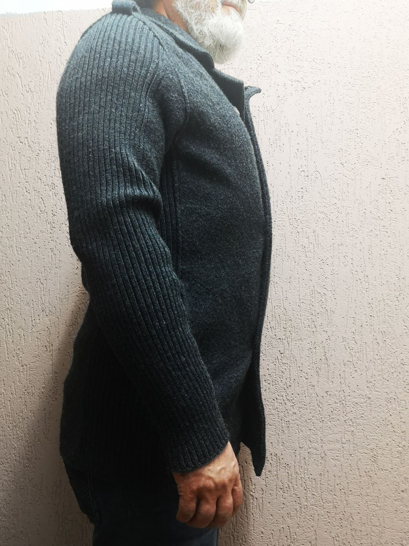 Pardesiu tricotat Zara tip militar la doua randuri masura L