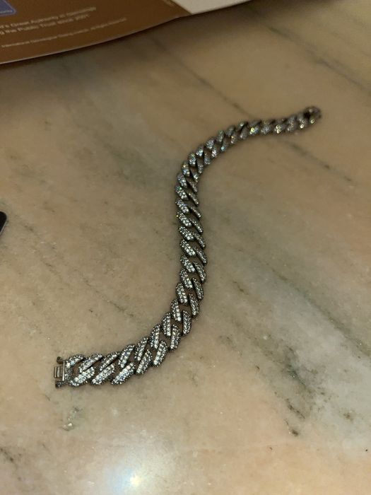 Bratara cuban MOISSANITE 8mm din argint placat cu aur alb de 18k