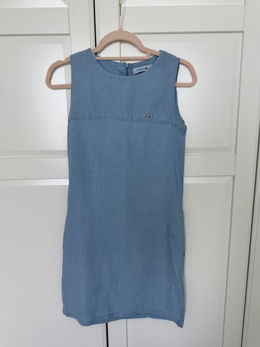 Памучна синя рокля на райе Lacoste 34