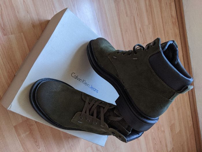Ghete Calvin Klein Kole Verde Military 44 Piele Intoarsa Oleita